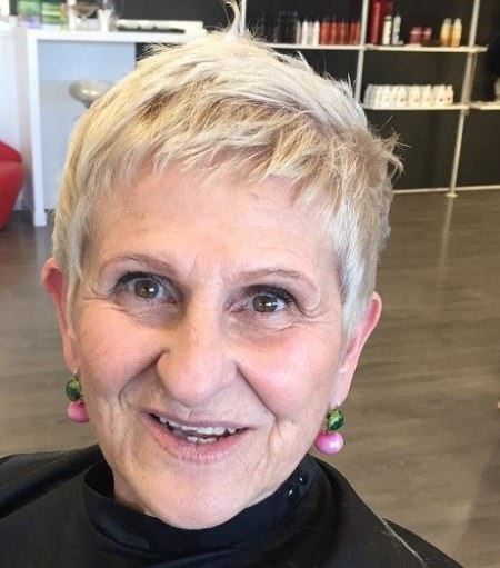 Spiky blonde crop hairstyles and haircuts for women over 70