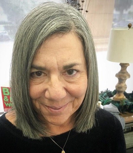 Straight gray bob hairstyles and haircuts for women over 70