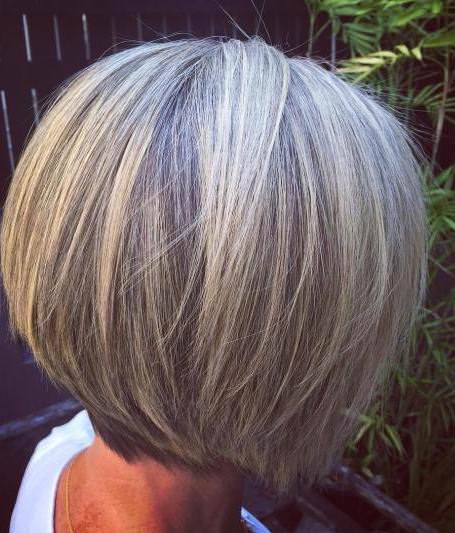 Straight gray hairstyles and haircuts for women over 60