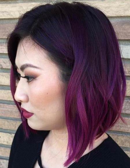 purple bob medium hairstyles for round face
