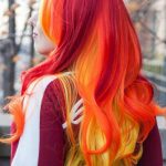pink red with yellow highlights sensational red hair color