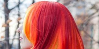 pink red with yellow highlights sensational red hair color