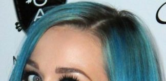 sleek asymmetrical blue bob short straight hairstyles