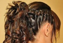 curly ponytail with side braid style curly hair