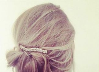 messy updo for thin hair with pearly accessories low bun hairstyles