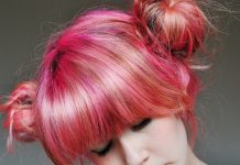 pink hair buns emo hairstyles for girls
