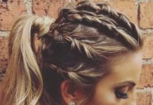 Braided Glam Hairstyle french braid ponytails